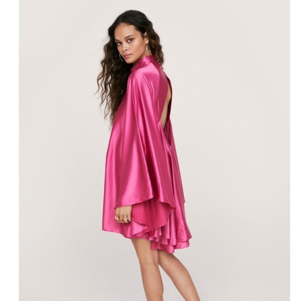 Nastygal pink open back flowy dress